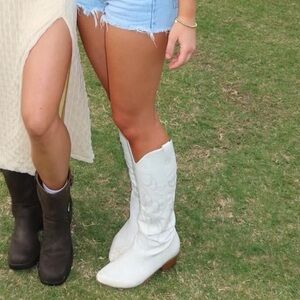 White tall cowgirl boots